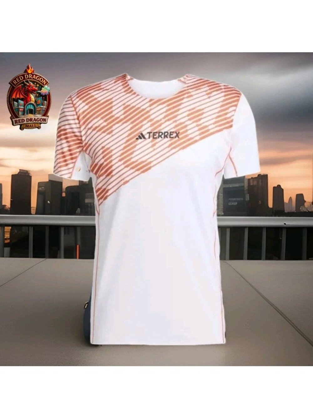 Adidas Terrex Techrock Elite T-Shirt White Orange JX2744 - Men's Size M